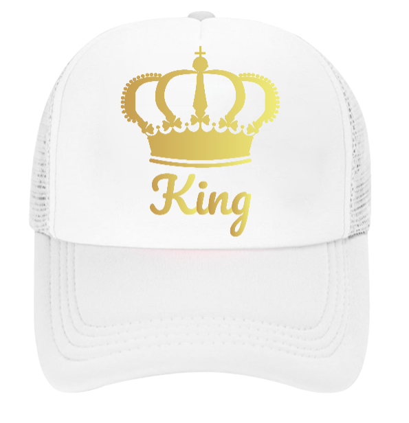 King Hat Queen Hat Adjustable Trucker Hat Couples Hat Crown Wedding Gift Love