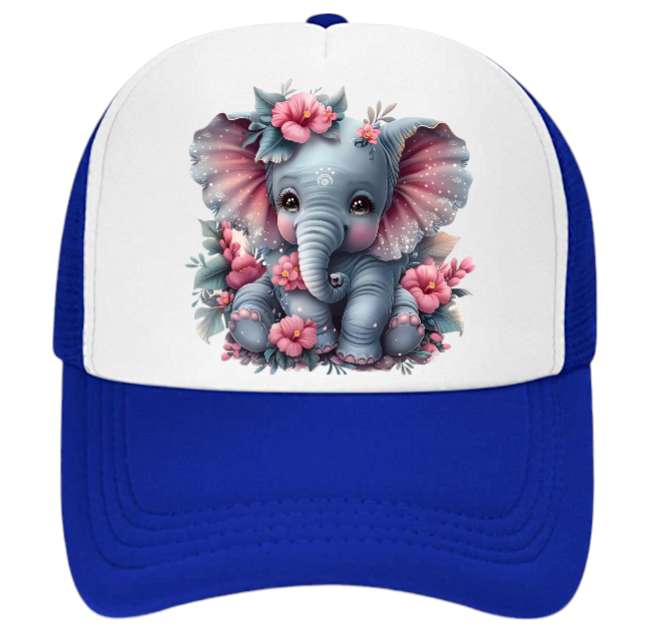 Anime Elephant Adjustable Snapback Trucker Hat Cute Elephant Colorful Funny Hat