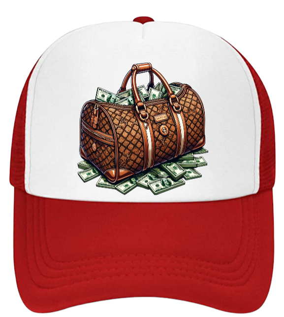 Dollars Hat Adjustable Snapback Trucker Hat Hustle Grind Riches Money Bags Hat
