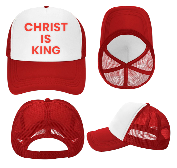 Christ Is King Hat Adjustable Trucker Hat Believe Faith Religious Church Hat