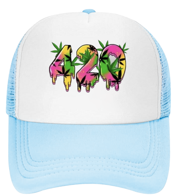 420 Hat Adjustable Snapback Trucker Hat Marijuana Relaxation Outdoors Smoking