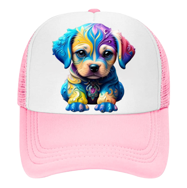Cute Dog Hat Adjustable Snapback Trucker Hat Colorful Puppy Gift for Dog Owner