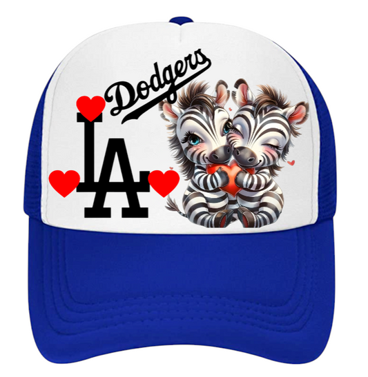 Dodgers Baseball Hat Adjustable Snapback Trucker Hat Anime Zebra Hat Love Hearts