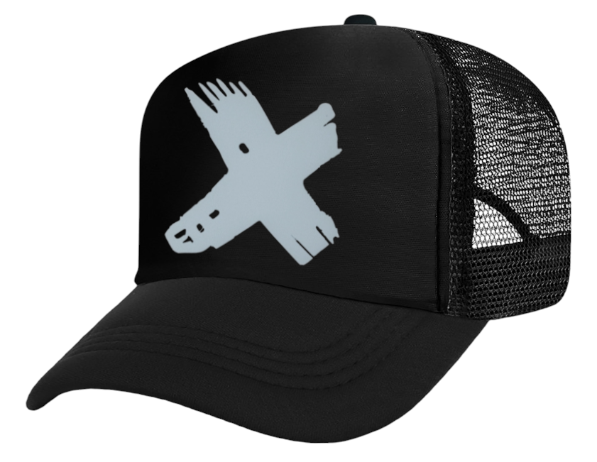 Discontinued X Hat Adjustable Snapback Trucker Hat Wink Smiley Face Skeleton Hat
