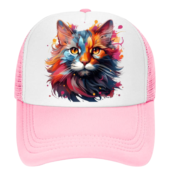 Cat Hat Baseball Hat Trucker Hat Adjustable Snapback Hat Floral Colorful Cat