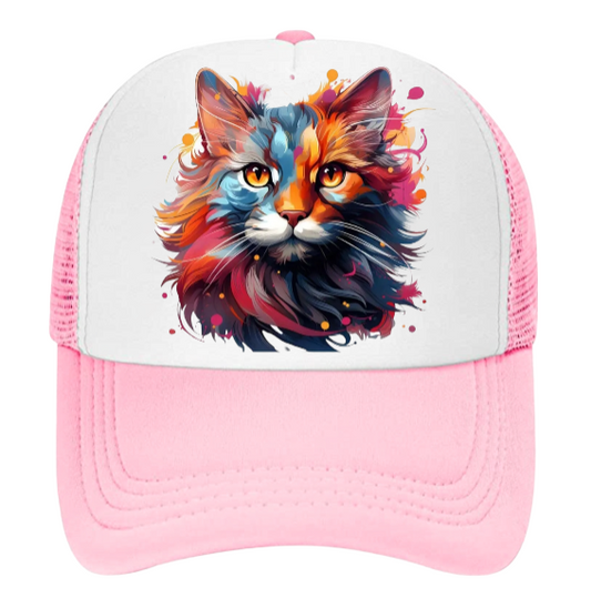 Cat Hat Baseball Hat Trucker Hat Adjustable Snapback Hat Floral Colorful Cat