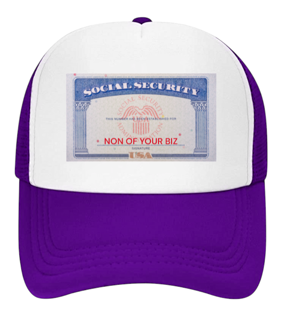 Social Security Hat Adjustable Snapback Trucker Hat Non Of Your Biz Funny Hat