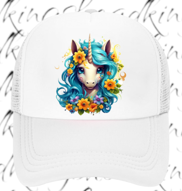 Anime Unicorn Hat Adjustable Snapback Trucker Hat Cute Baby Unicorn Floral Hat