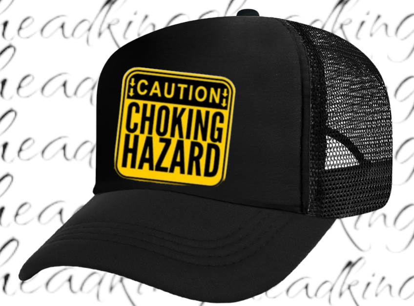 Caution Chocking Hazard Hat Adjustable Trucker Hat Playful Safety Funny Hat