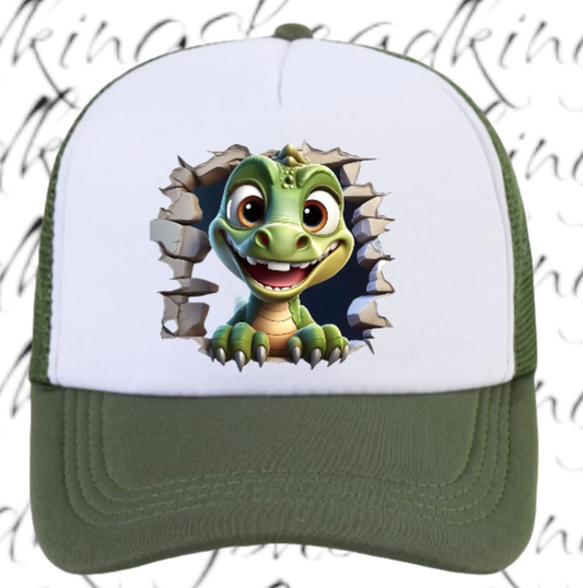 Funny Hat Baby Dinosaur Hat Adjustable Snapback Trucker Hat Cute Baby Dino Anime