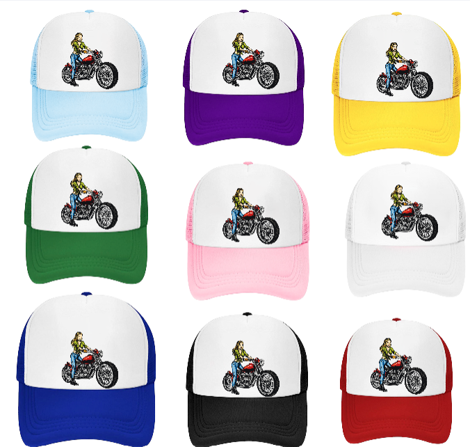 Girls Motorbike Hat Baseball Hat Trucker Hat Adjustable Snapback Biker Girl Hat