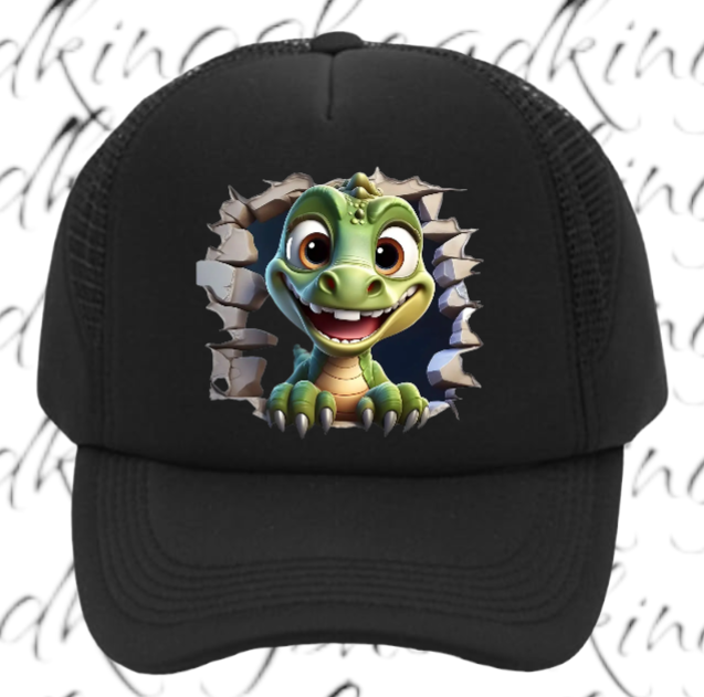 Funny Hat Baby Dinosaur Hat Adjustable Snapback Trucker Hat Cute Baby Dino Anime