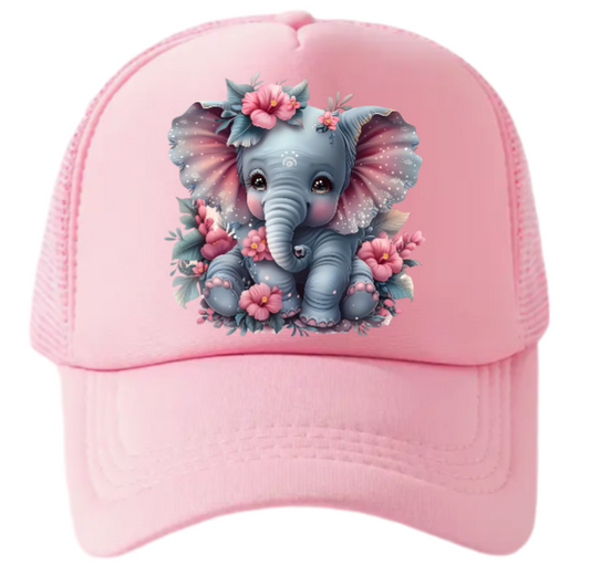 Anime Elephant Adjustable Snapback Trucker Hat Cute Elephant Colorful Funny Hat