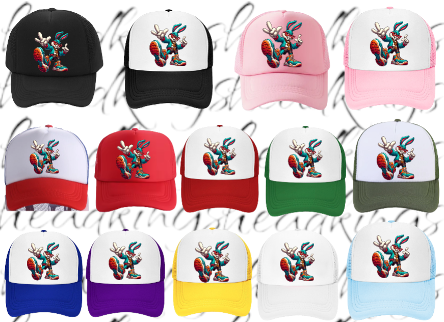 Bunny Hat Adjustable Snapback Trucker Hat Snapback Three Bunny Skulls Hat