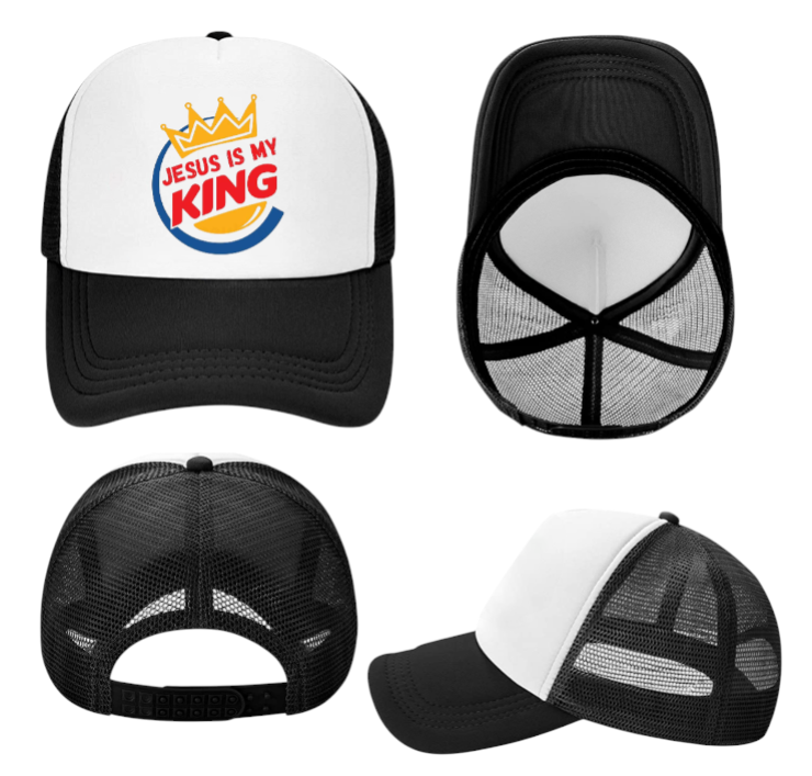 Jesus Is King Hat Adjustable Snapback Trucker Hat Religious Prayers Faith Bless