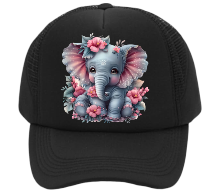 Anime Elephant Adjustable Snapback Trucker Hat Cute Elephant Colorful Funny Hat