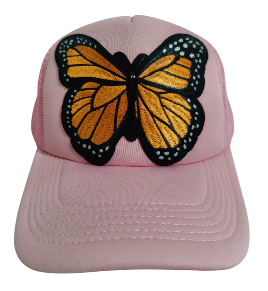 Monarch Butterfly Hat Adjustable Trucker Hat Large Embroider Colorful Butterfly 