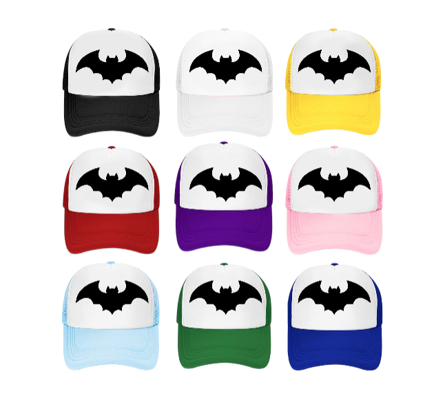 Black Bat Baseball Hat Adjustable Snapback Trucker Hat Bat Print Hat Halloween