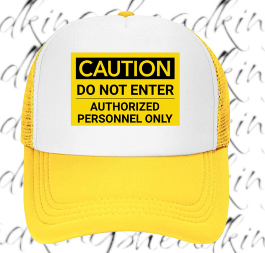 Funny Hat Caution Do Not Enter Hat Adjustable Trucker Hat Playful Safety Hat
