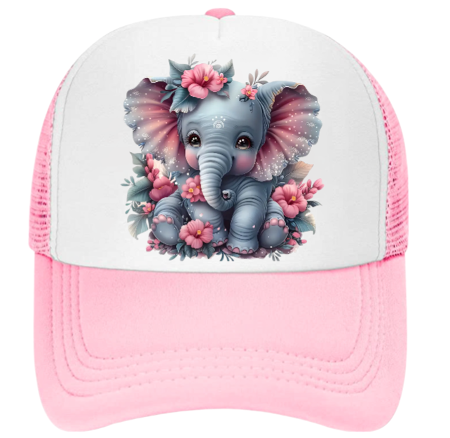 Anime Elephant Adjustable Snapback Trucker Hat Cute Elephant Colorful Funny Hat