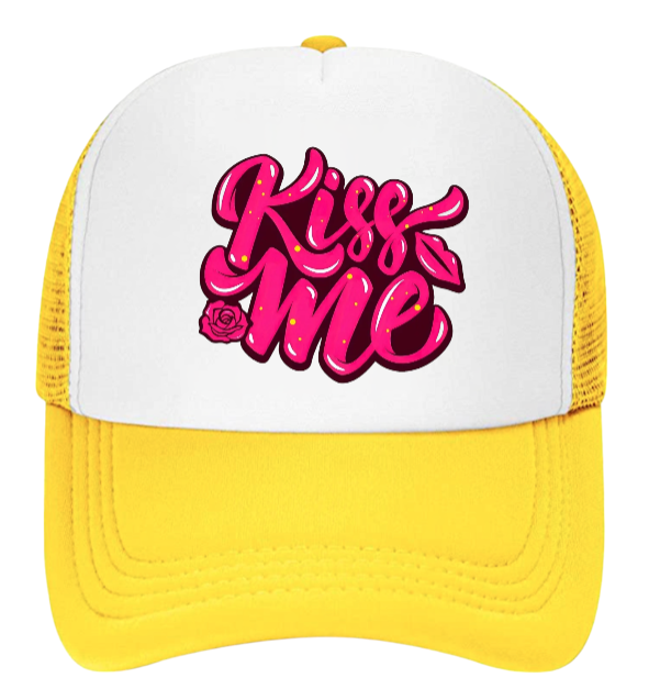Valentines Day Hat Trucker Adjustable Hat Snapback Playful Funny Kiss Me Hat
