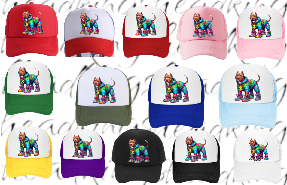 Dog Hat Adjustable Snapback Trucker Hat Gangster Dog Sneakers Dog Bulldog