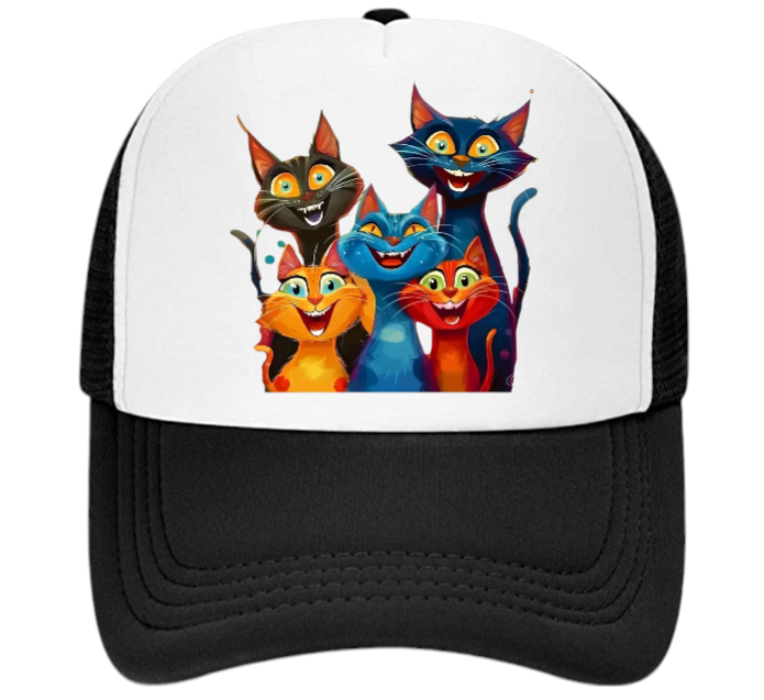 Cat Hat Adjustable Snapback Trucker Hat Smiling Cute Cat Family Cat Lovers Hat