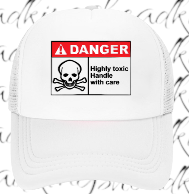Funny Hat Adjustable Trucker Hat Safety Hat Danger Warning Sign Hat Toxic Love