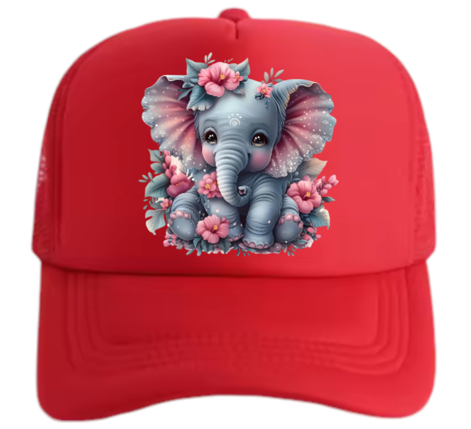 Anime Elephant Adjustable Snapback Trucker Hat Cute Elephant Colorful Funny Hat