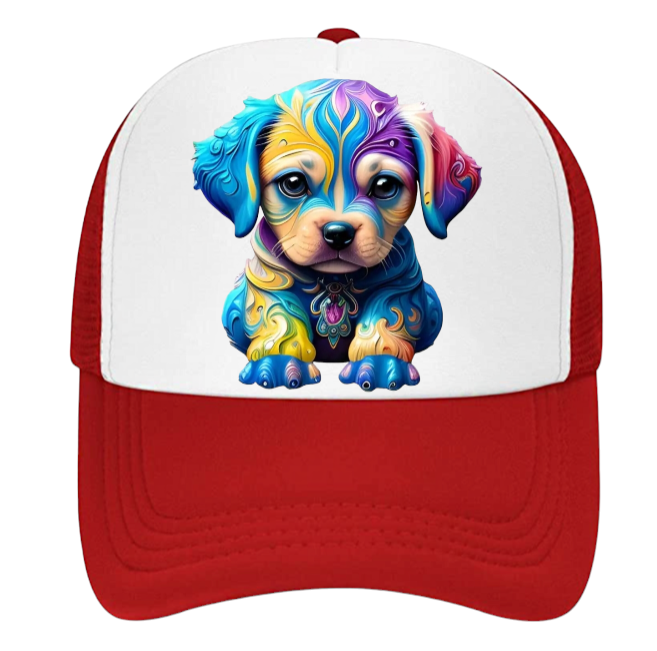 Cute Dog Hat Adjustable Snapback Trucker Hat Colorful Puppy Gift for Dog Owner
