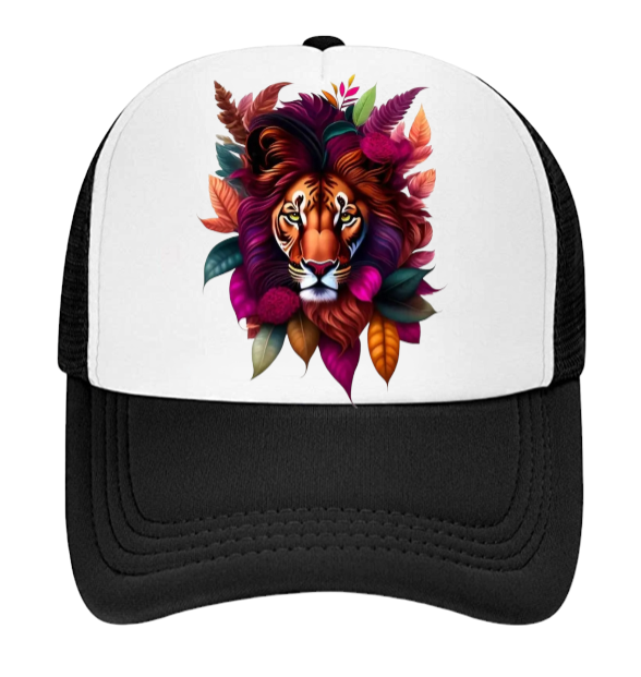 Lion Hat Animal Love Trucker Hat Adjustable Snapback Floral Lion Hat