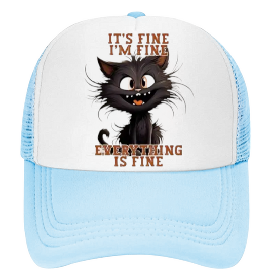 Funny Hat Cat Hat It's Fine I'm Fine Everything Is Fine Surprised Sarcastic Hat