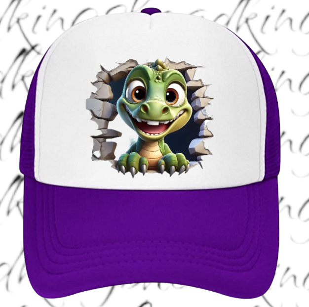 Funny Hat Baby Dinosaur Hat Adjustable Snapback Trucker Hat Cute Baby Dino Anime