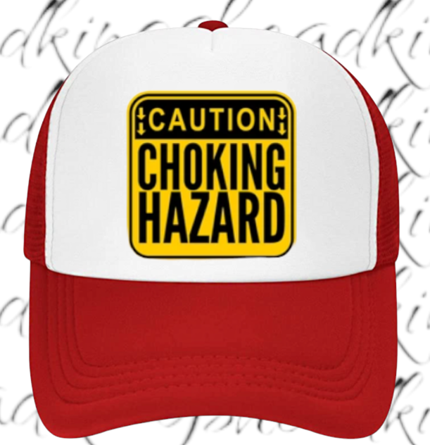 Caution Chocking Hazard Hat Adjustable Trucker Hat Playful Safety Funny Hat