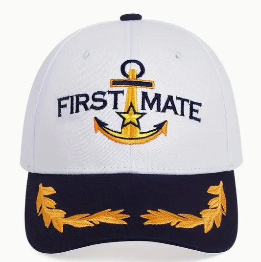 First Mate Hat Adjustable Baseball Hat Captain Hat Boating Anchor Nautical Hat