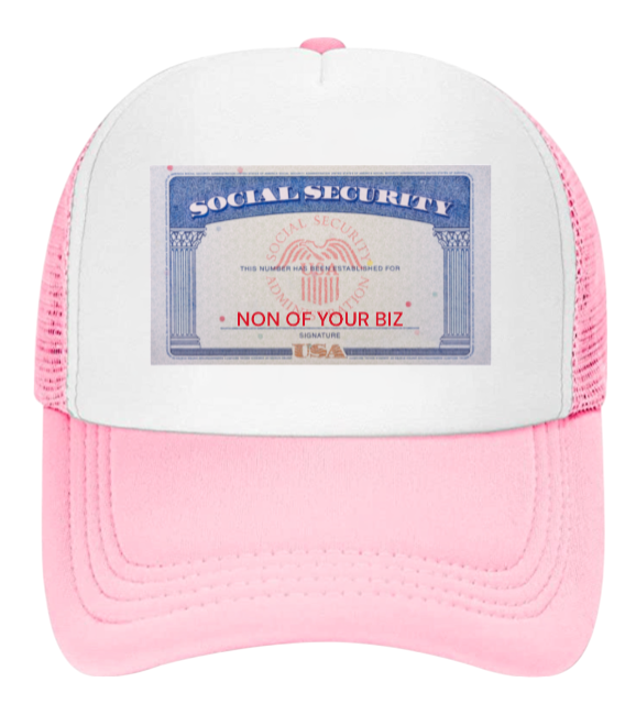Social Security Hat Adjustable Snapback Trucker Hat Non Of Your Biz Funny Hat