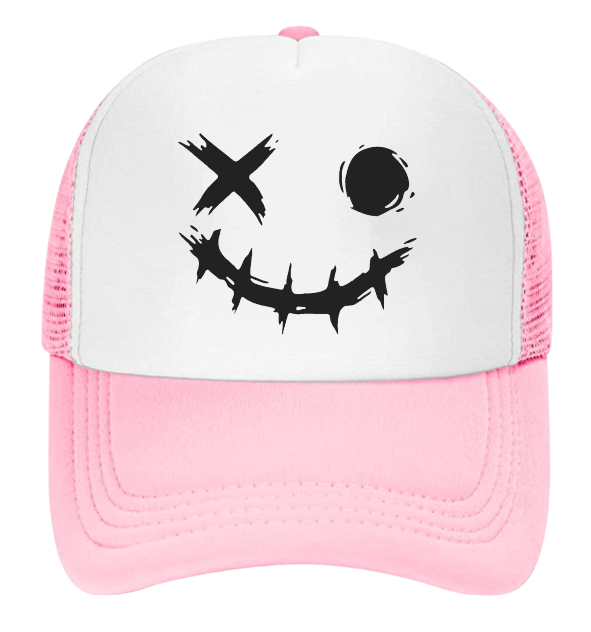Discontinued X Hat Adjustable Snapback Trucker Hat Wink Smiley Face Skeleton Hat