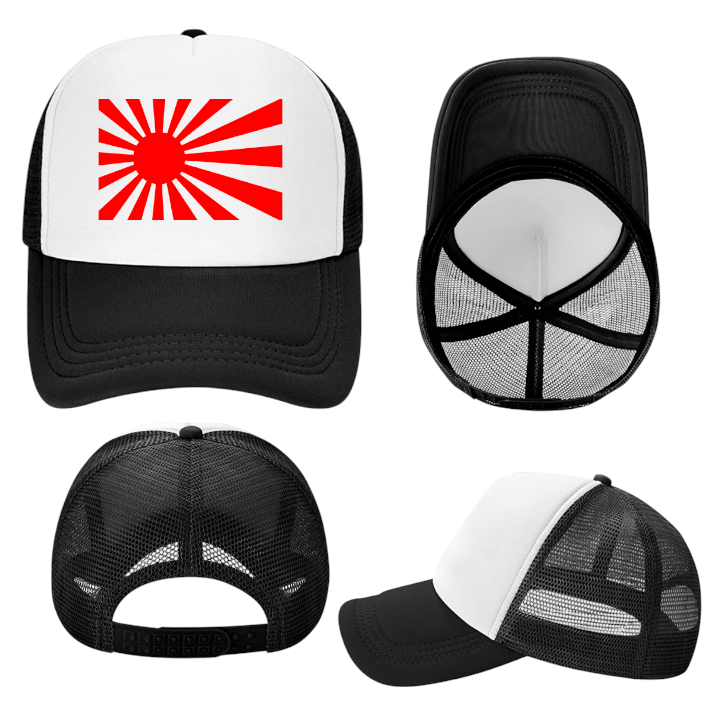 Japan Flag Hat Adjustable Snapback Trucker Hat Rising Sun Flag of Japan Hat