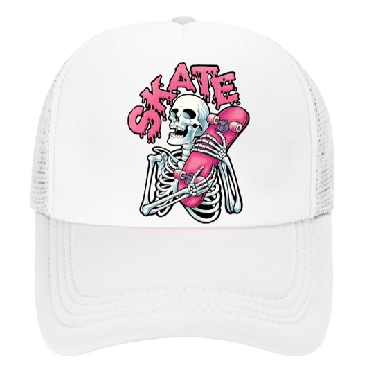 Skate Board Hat Adjustable Snapback Trucker Hat Anime Skull Skeleton Skate Love