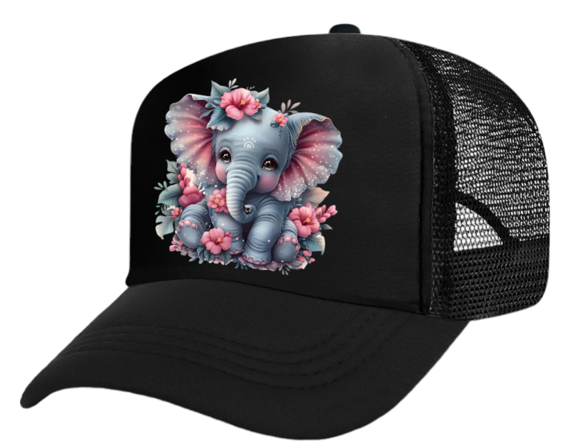 Anime Elephant Adjustable Snapback Trucker Hat Cute Elephant Colorful Funny Hat