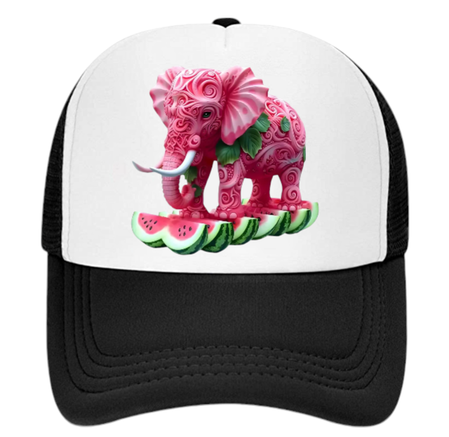 Watermelon Elephant Adjustable Snapback Trucker Hat Summer Hat Watermelons Hat