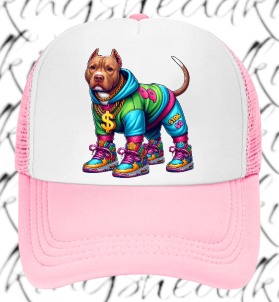 Dog Hat Adjustable Snapback Trucker Hat Gangster Dog Sneakers Dog Bulldog