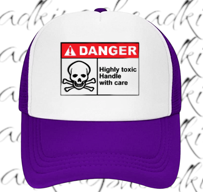 Funny Hat Adjustable Trucker Hat Safety Hat Danger Warning Sign Hat Toxic Love
