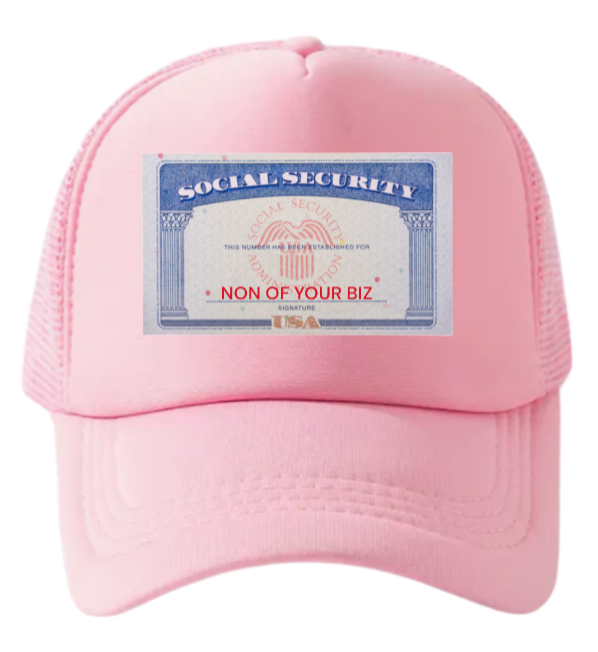 Social Security Hat Adjustable Snapback Trucker Hat Non Of Your Biz Funny Hat