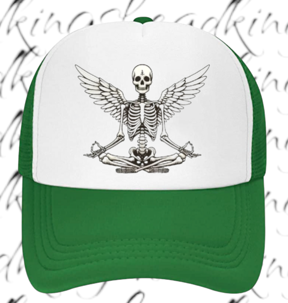 Funny Hat Adjustable Snapback Trucker Hat Yoga Meditation Gym Workout Hat Skull