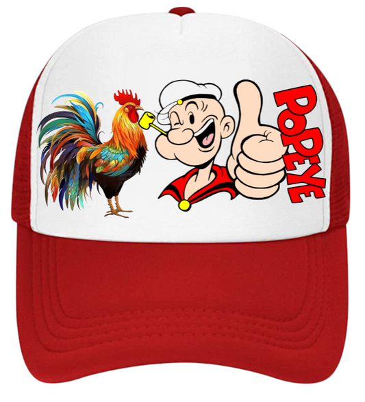 Popeye Hat Adjustable Snapback Trucker Hat Popeyes Chicken Hat Red Chicken Lover