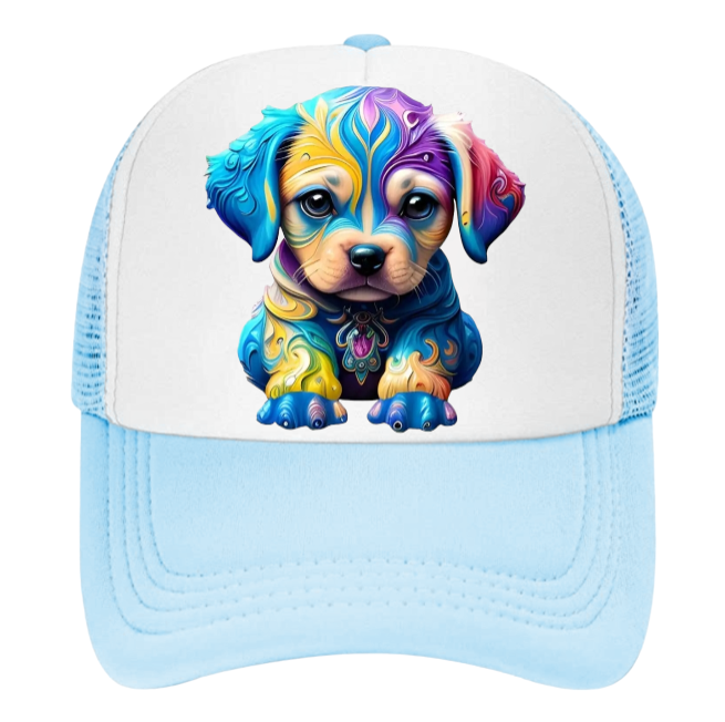 Cute Dog Hat Adjustable Snapback Trucker Hat Colorful Puppy Gift for Dog Owner