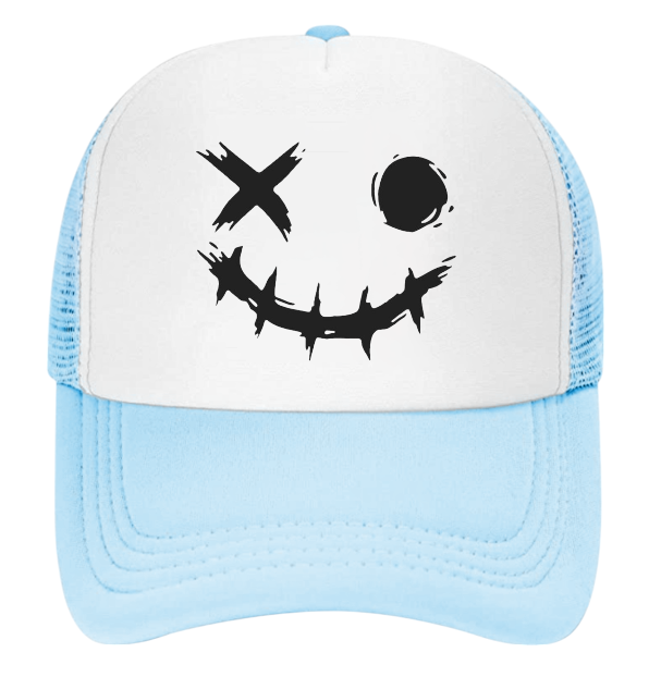 Discontinued X Hat Adjustable Snapback Trucker Hat Wink Smiley Face Skeleton Hat