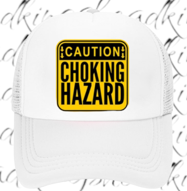 Caution Chocking Hazard Hat Adjustable Trucker Hat Playful Safety Funny Hat