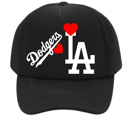 Dodgers Hat Adjustable Snapback Trucker Hat Dodgers Love Hearts Los Angeles Hat
